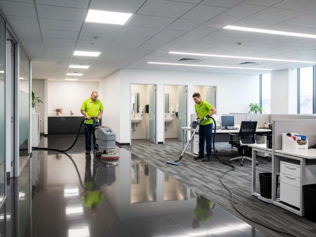 Well-maintained office space with polished floors and ongoing professional cleaning for long-term asset protection.